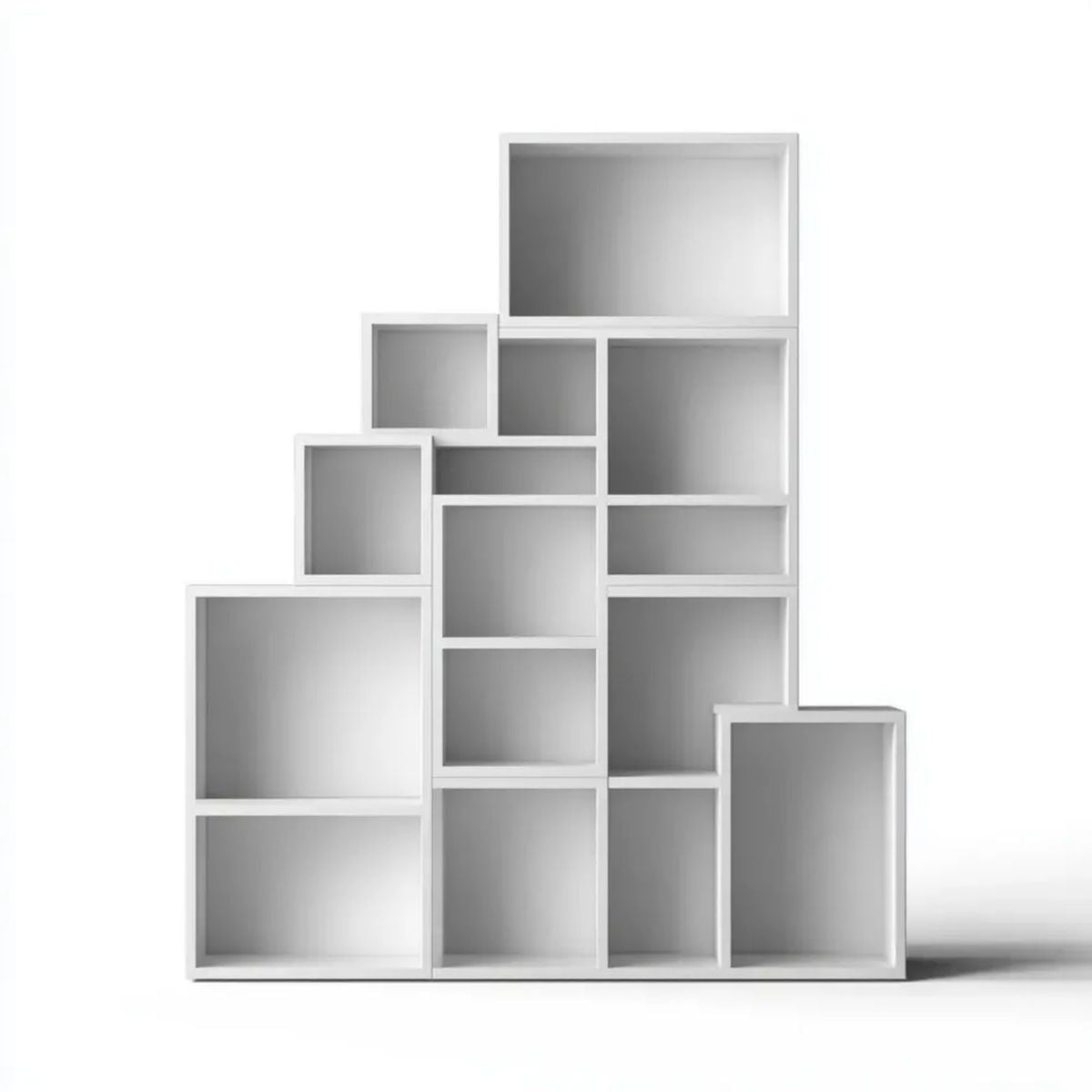 Regał, Biała biblioteka MDF modułowa, 12 przedziałów, 120 x 30 x 180 cm