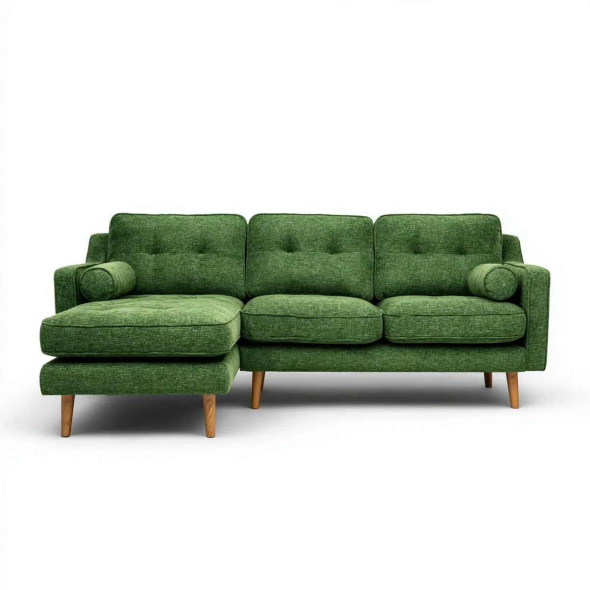 Sofa, 4-osobowa poliester fotelik zielony sofa w kształcie litery L, 260 x 150 x 85 cm
