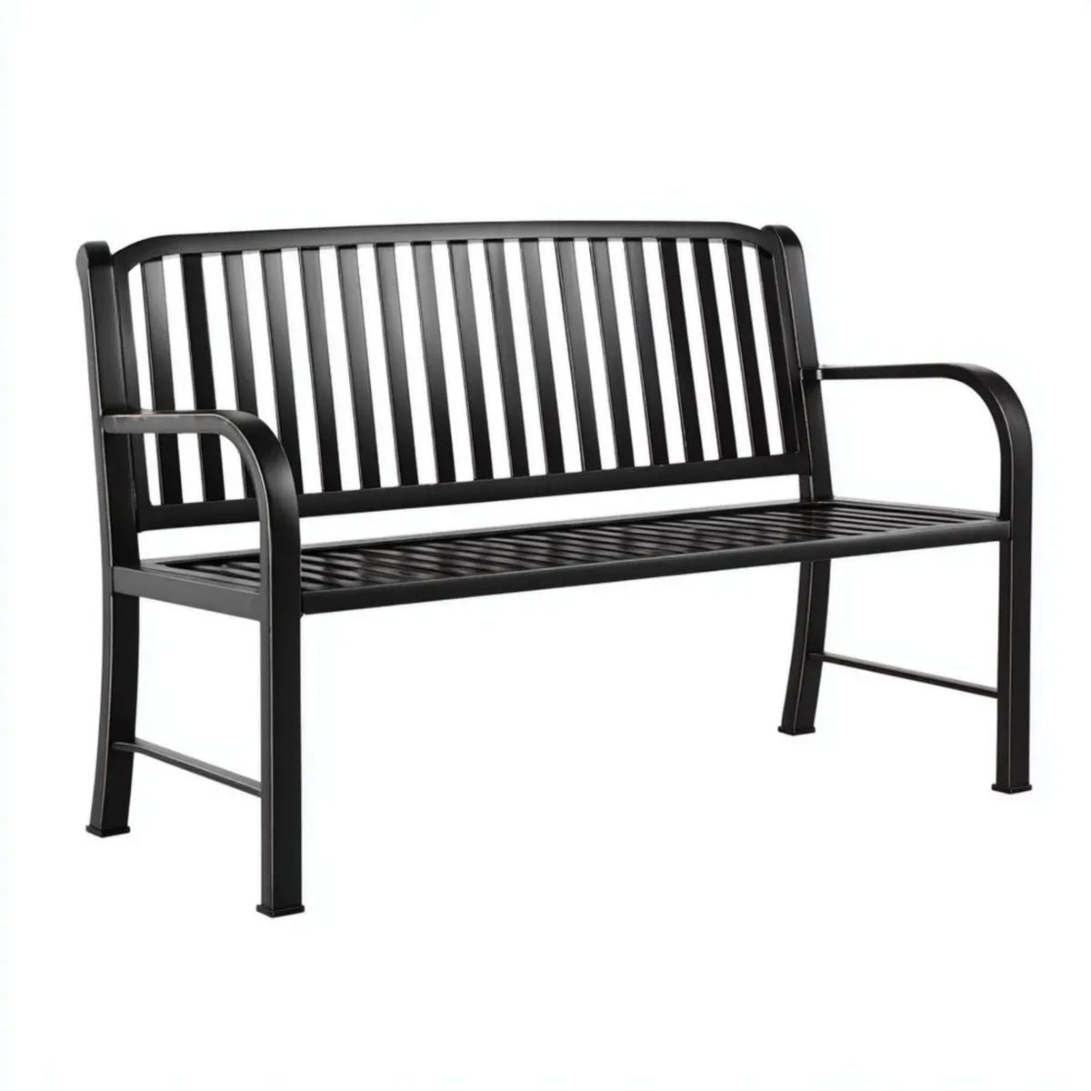 Ławka ogrodowa, Ogród Ławka 2 czarny Stal stołowa Fotele 120 x 58 x 90 cm
