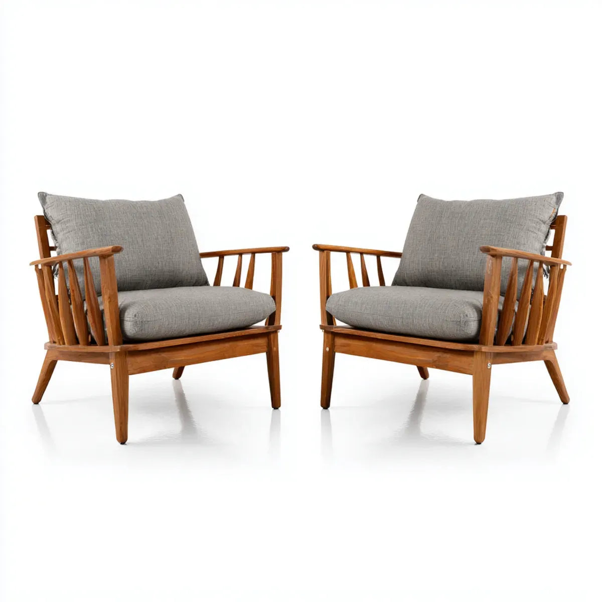 Fotel wypoczynkowy, Zestaw 2 fotele z Szarego Ogrodu i Browna w Acacia Massello Wood 68 x 75 x 78 cm