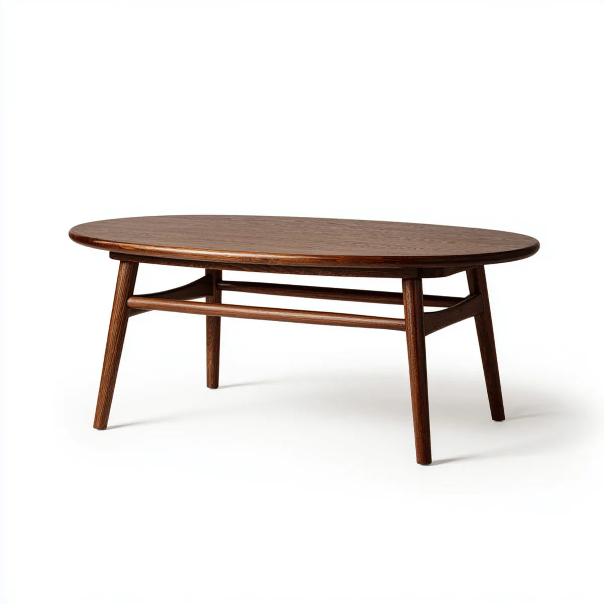 Stolik kawowy, Ciemnobrązowy owalny stolik do kawy 120 x 60 x 45 cm w litym drewnie orzechowym