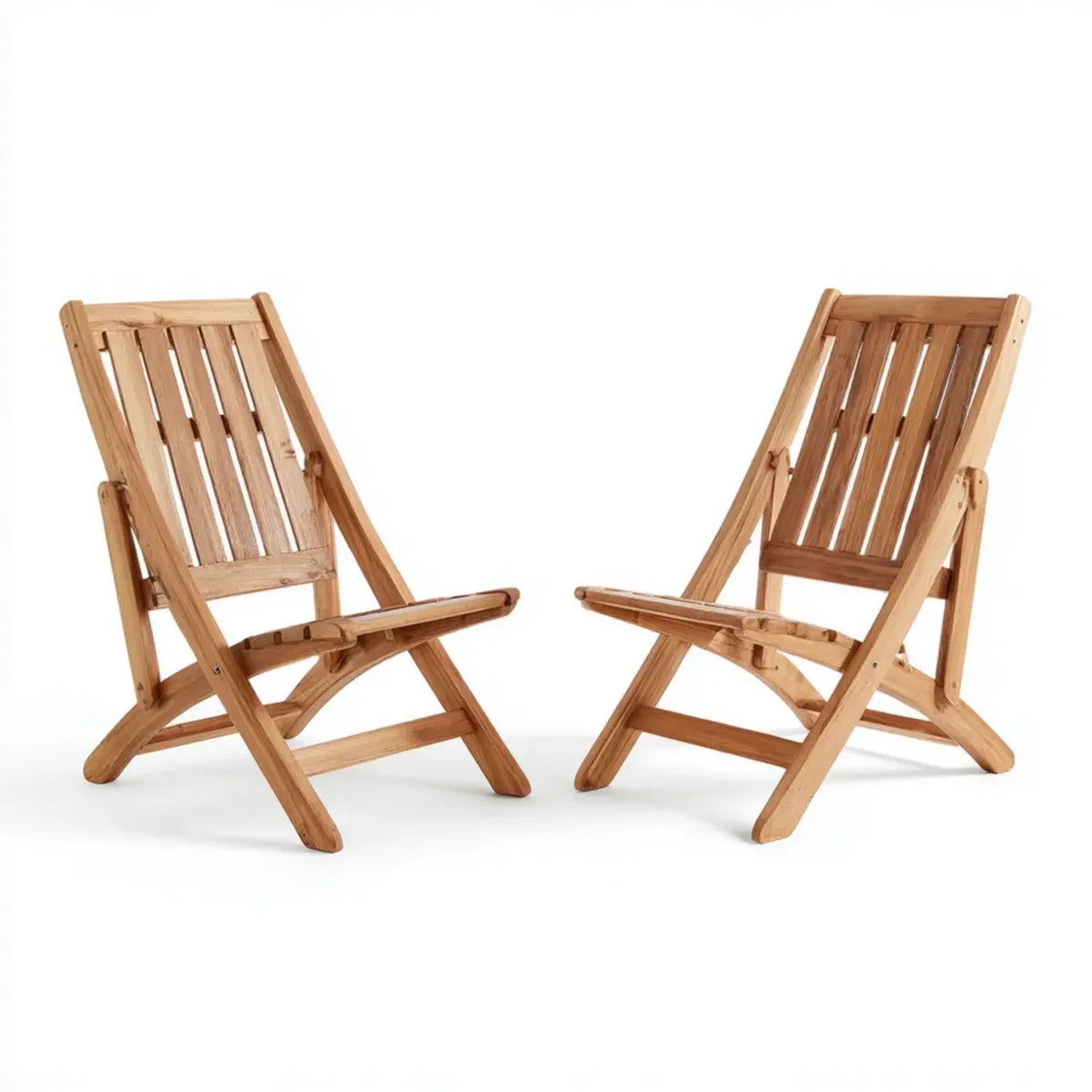 Fotel wypoczynkowy, Zestaw 2 Krzeseł ogrodowych Lounge naturalny Folding 73 x 88 x 92 cm w Acacia Massello Wood