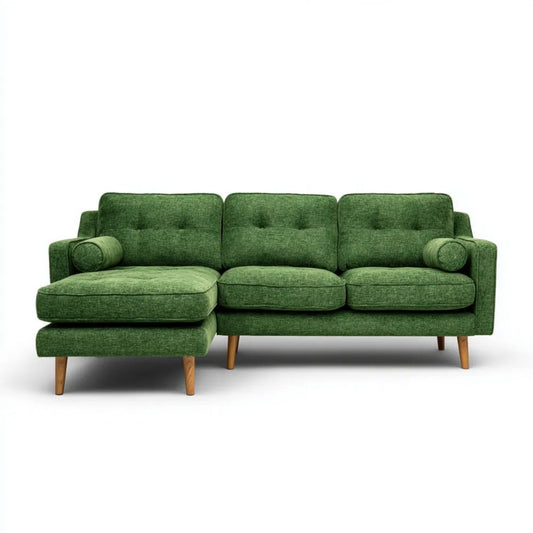 Sofa, 4-osobowa poliester fotelik zielony sofa w kształcie litery L, 260 x 150 x 85 cm