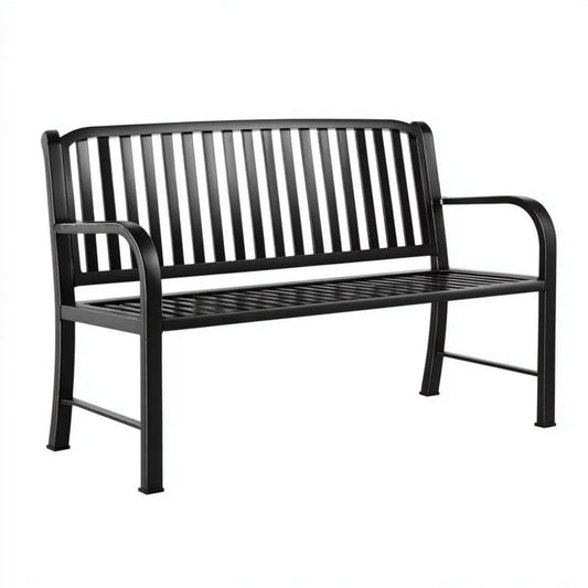 Ławka ogrodowa, Ogród Ławka 2 czarny Stal stołowa Fotele 120 x 58 x 90 cm