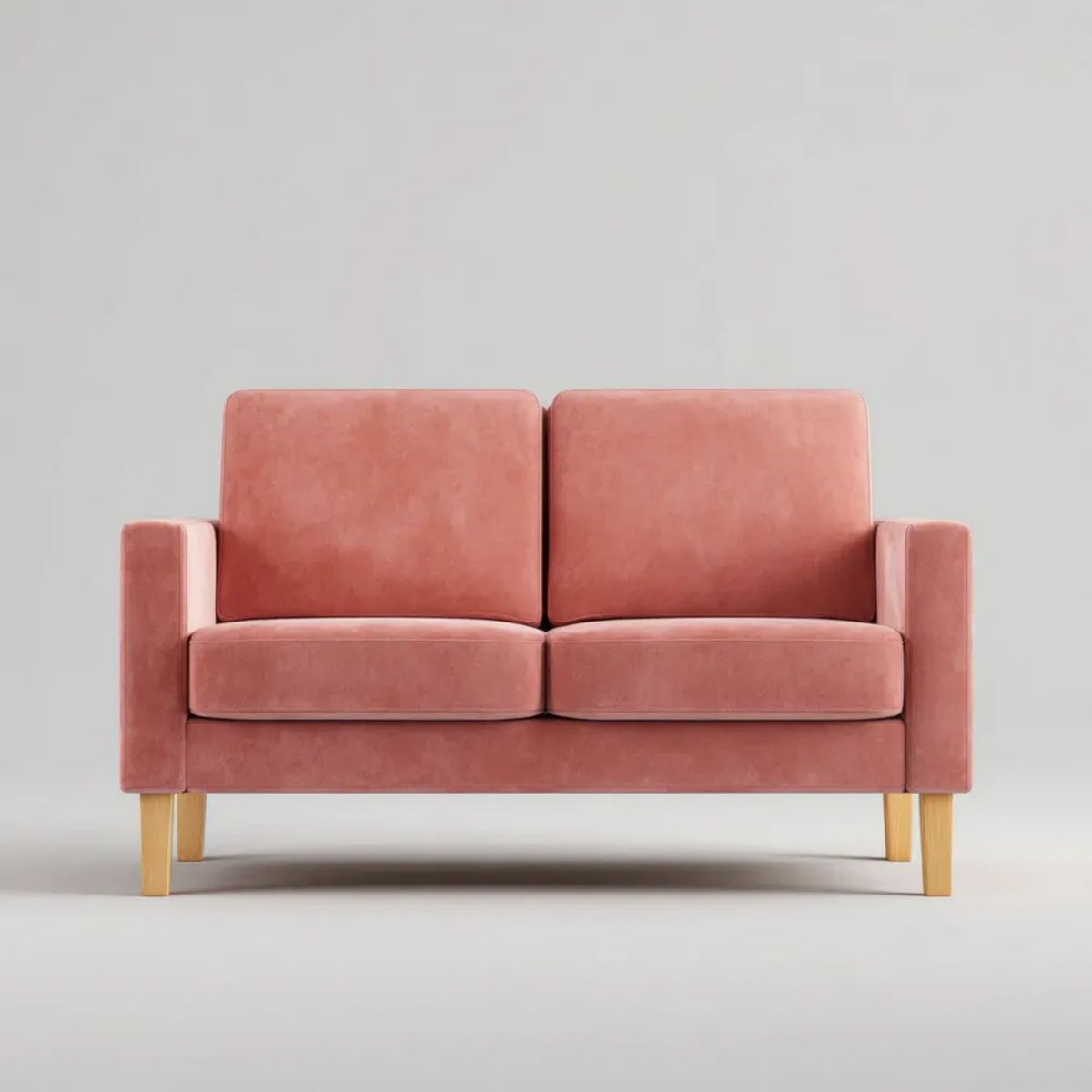 Sofa, 2-osobowa w prawo sofa w proszku różowy poliester w kolorze miąższu, 140 x 80 x 85 cm