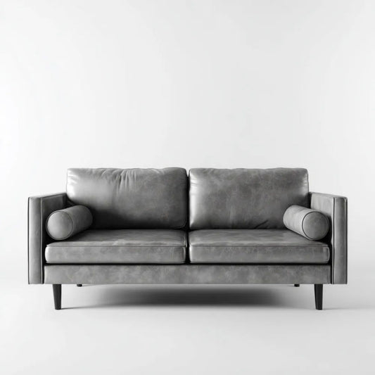 Sofa, 2-osobowa sofa solarium szary antracyt skóra poliuretanowa 160 x 85 x 85 cm