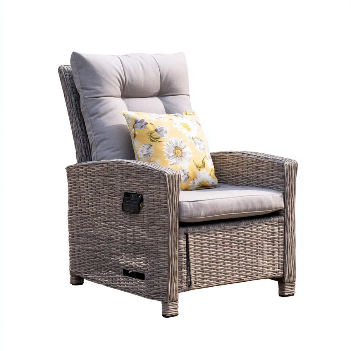 Fotel wypoczynkowy, Szary rattan PE ogród leżaki z poduszkami 78 x 90 x 102 cm