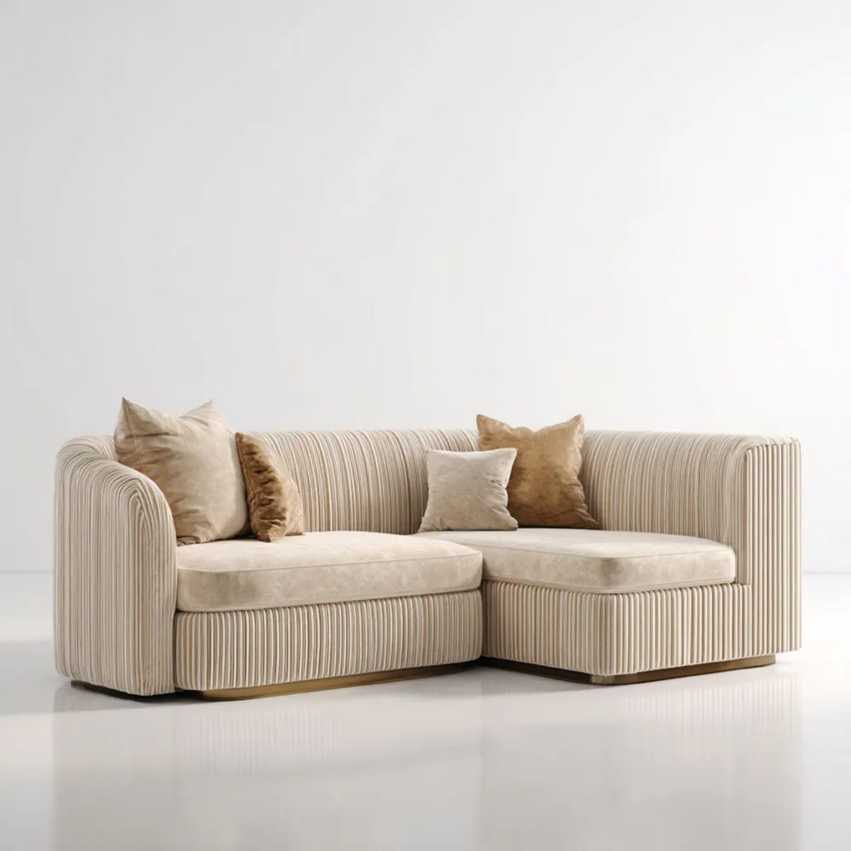 Sofa, 3-osobowa w sofie z nadrukiem w poliestrze i beżowym betonowym, szezlongiem po prawej, 230 x 160 x 78 cm