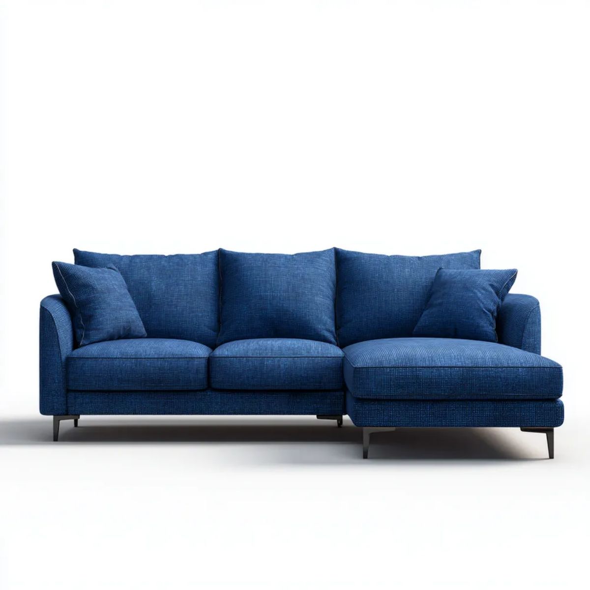 Sofa, 3-osobowa sofa z szezlongiem bursztynowym granatowy poliester 260 x 160 x 85 cm