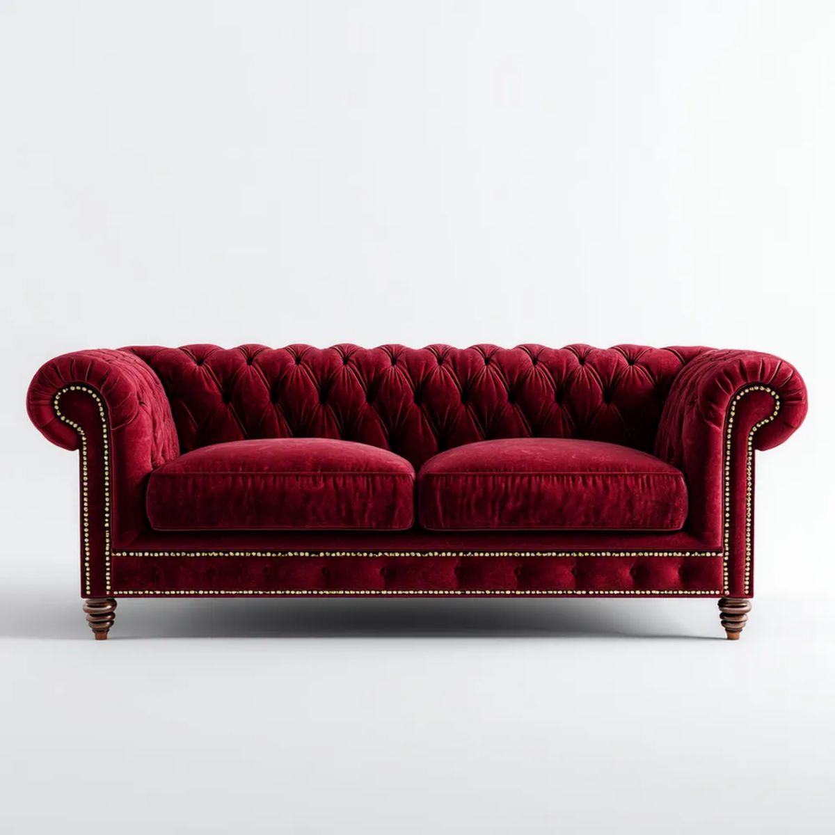 Sofa, Chesterfield Brighting 2 Seater Brithsoft in Brithburgundy Brittvelvet 178 x 84 x 76 cm