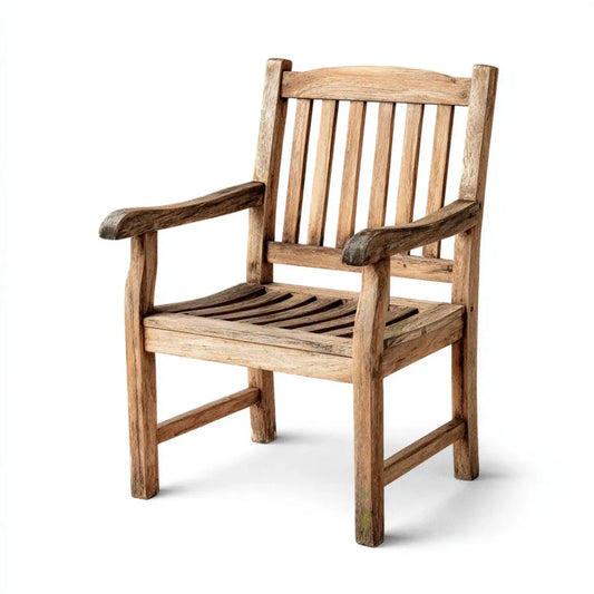 Fotel ogrodowy w kolorze teku brązowy 60 x 65 x 95 cm z tyłu w listwach