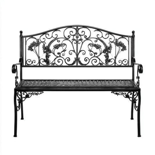 Ławka ogrodowa, Czarna odlew cementu czarny z cementu ogrodowego ławka ogrodowa 122 x 58 x 87 cm z open- praca powrotem
