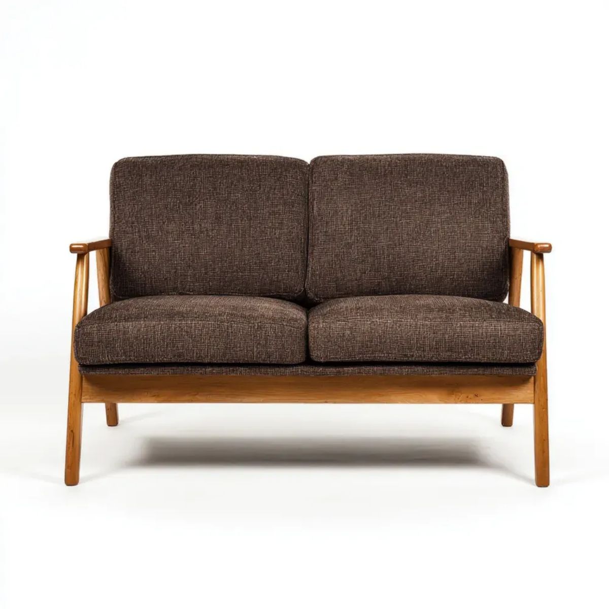 Sofa, Prosta sofa 2 brązowe fotele w poliestrze i litego drewna 120 x 75 x 78 cm