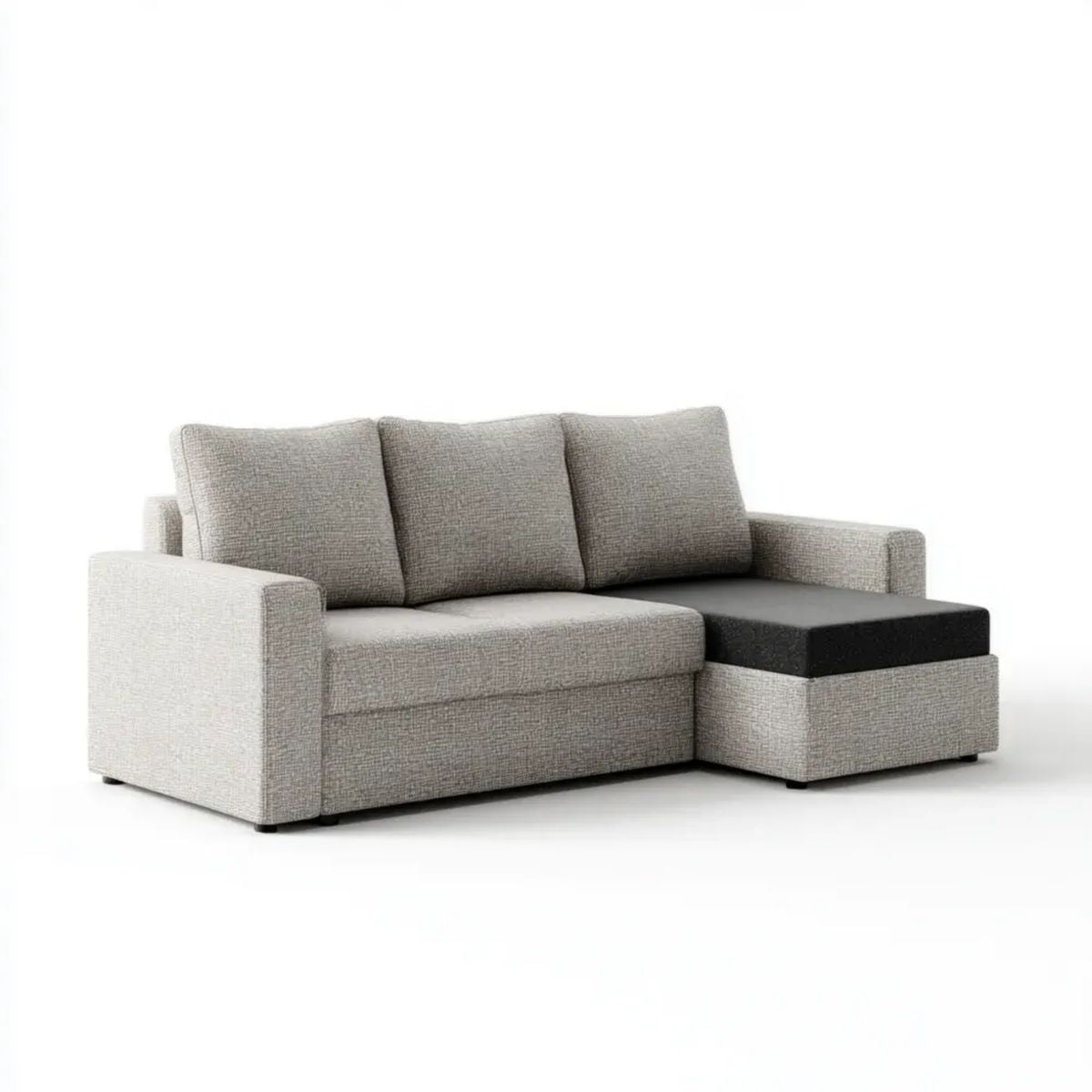 Sofa, 3-osobowa sofa w kolorze czarnym i szarym poliester z distrist meridian, 220 x 145 x 85 cm