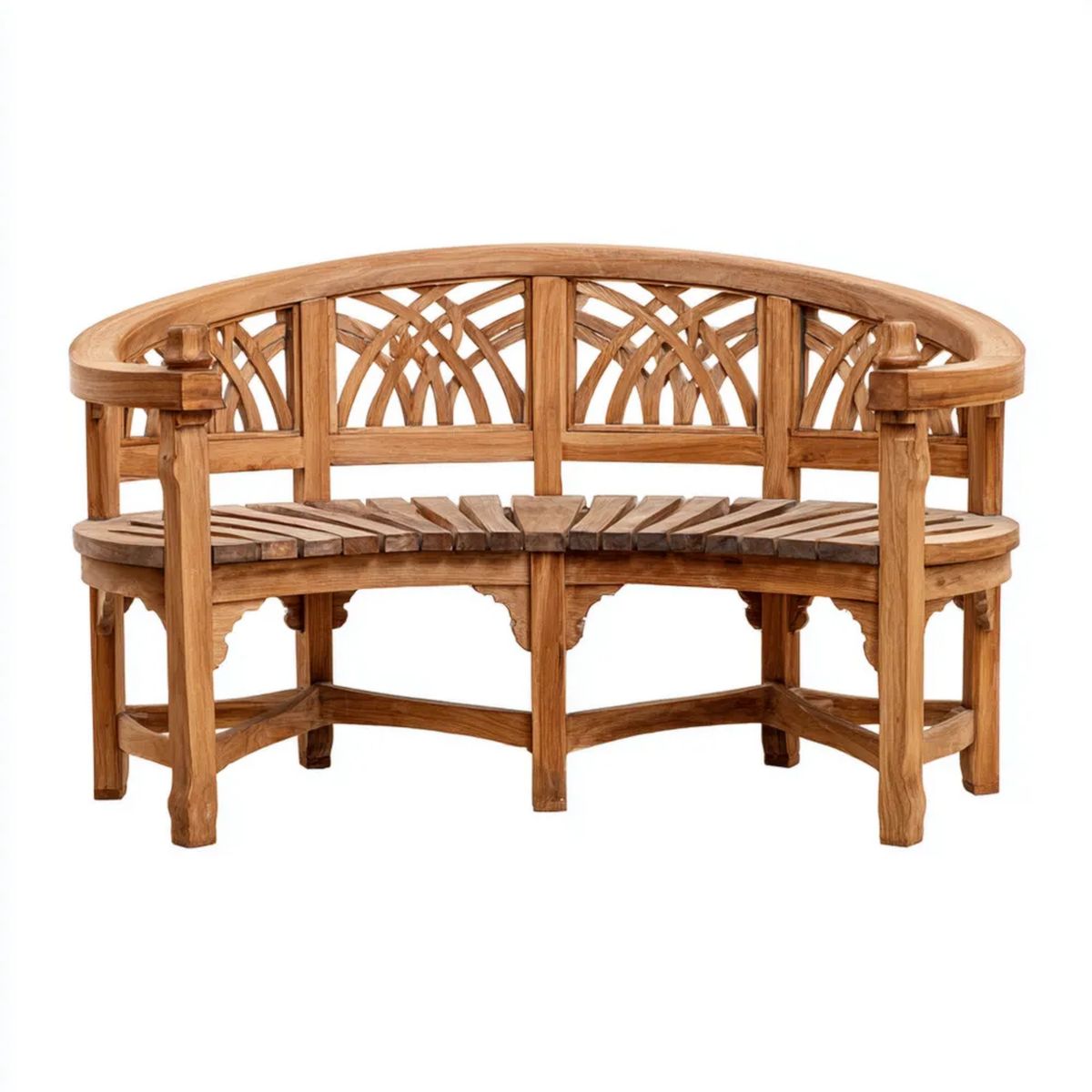 Ławka ogrodowa, Zakrzywiony ogród ławka 3 miejsca w zakrzywiony brązowy naturalne zakrzywiony las 150 x 62,5 x 85 cm