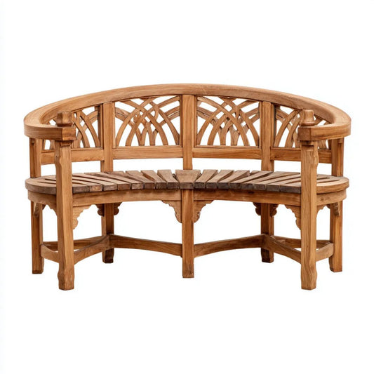 Ławka ogrodowa, Zakrzywiony ogród ławka 3 miejsca w zakrzywiony brązowy naturalne zakrzywiony las 150 x 62,5 x 85 cm