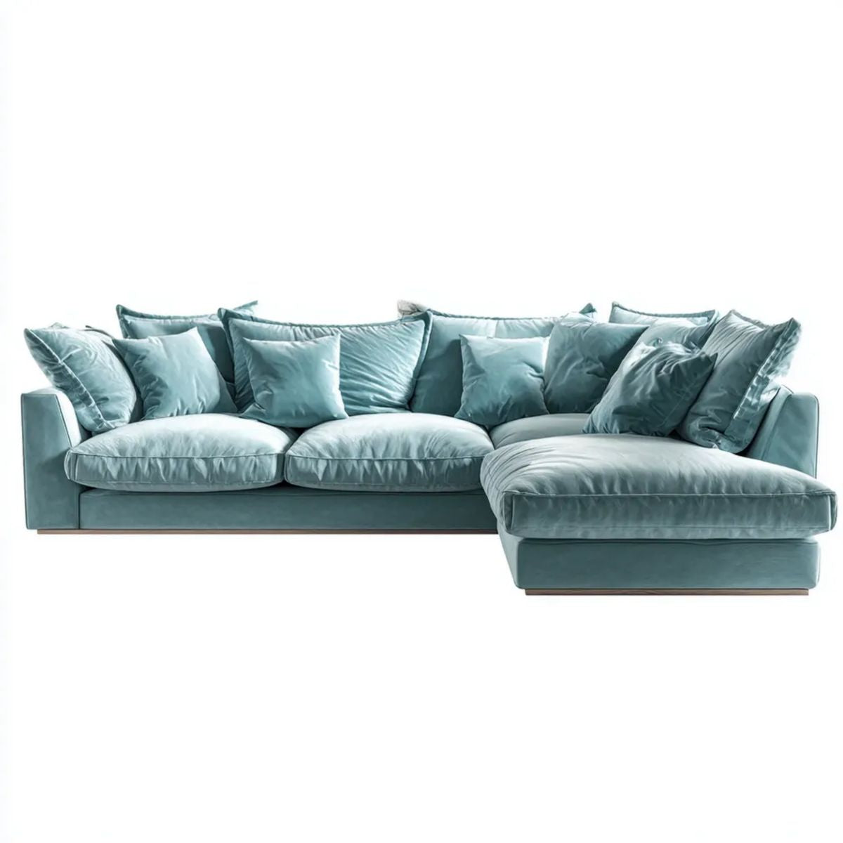 Sofa, 4-osobowa prosto narożnik sofa w L w niebieskim kolorze bisvelvet biscol, 300 x 180 x 85 cm