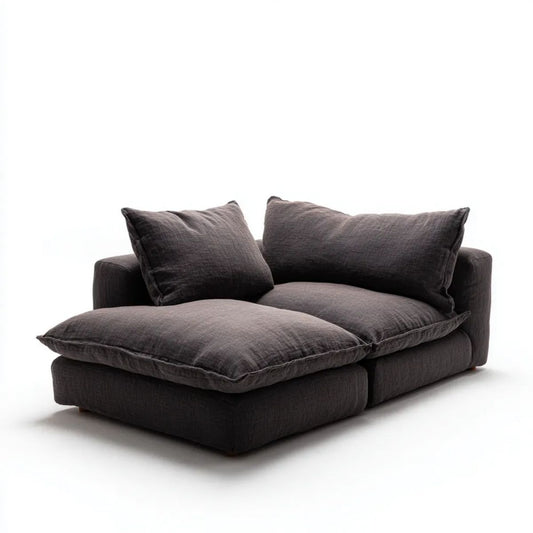 Sofa, 2-osobowa sofa solarna szara poliester, 180 x 105 x 82 cm