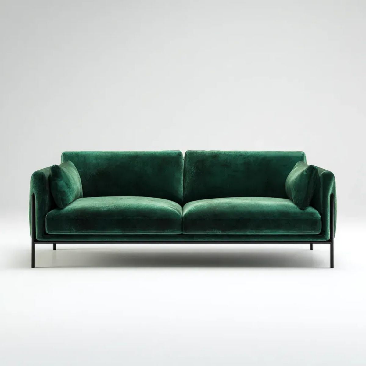 Sofa, 2 fotele sofa w szmaragdzie estralwealwelvet z czarnym metalowym nóżkami, 180 x 85 x 82 cm