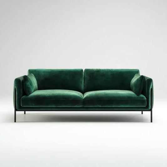 Sofa, 2 fotele sofa w szmaragdzie estralwealwelvet z czarnym metalowym nóżkami, 180 x 85 x 82 cm