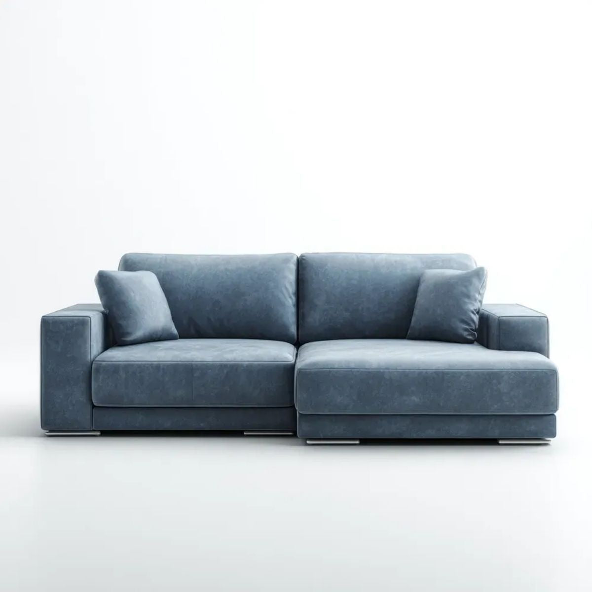 Sofa, 3-osobowa wyprostowany sofa wybarwiona szaro niebiesko poliester wygl ¹ d, 220 x 95 x 85 cm