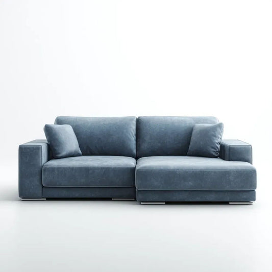 Sofa, 3-osobowa wyprostowany sofa wybarwiona szaro niebiesko poliester wygl ¹ d, 220 x 95 x 85 cm